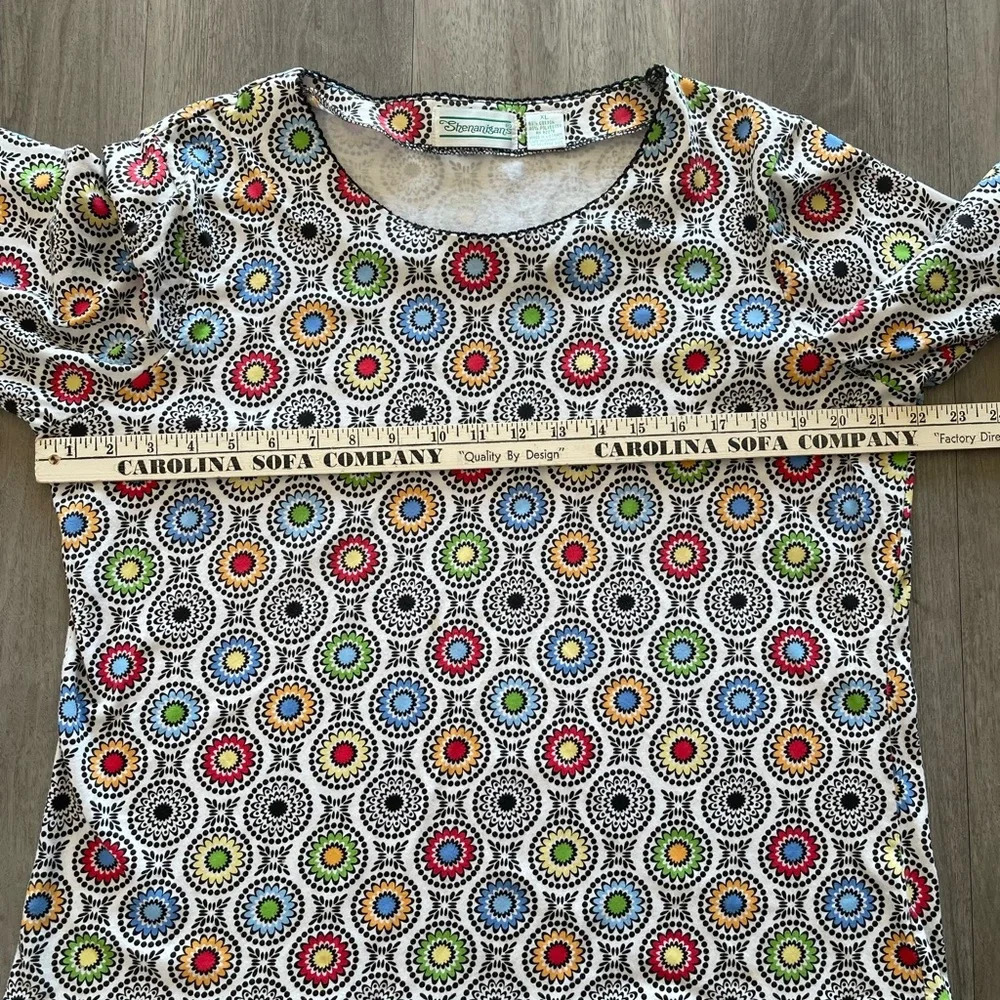 Shenanigan’s Colorful Geometric Design Cotton Blend 3/4 Sleeve Blouse Women’s XL - Picture 8 of 10